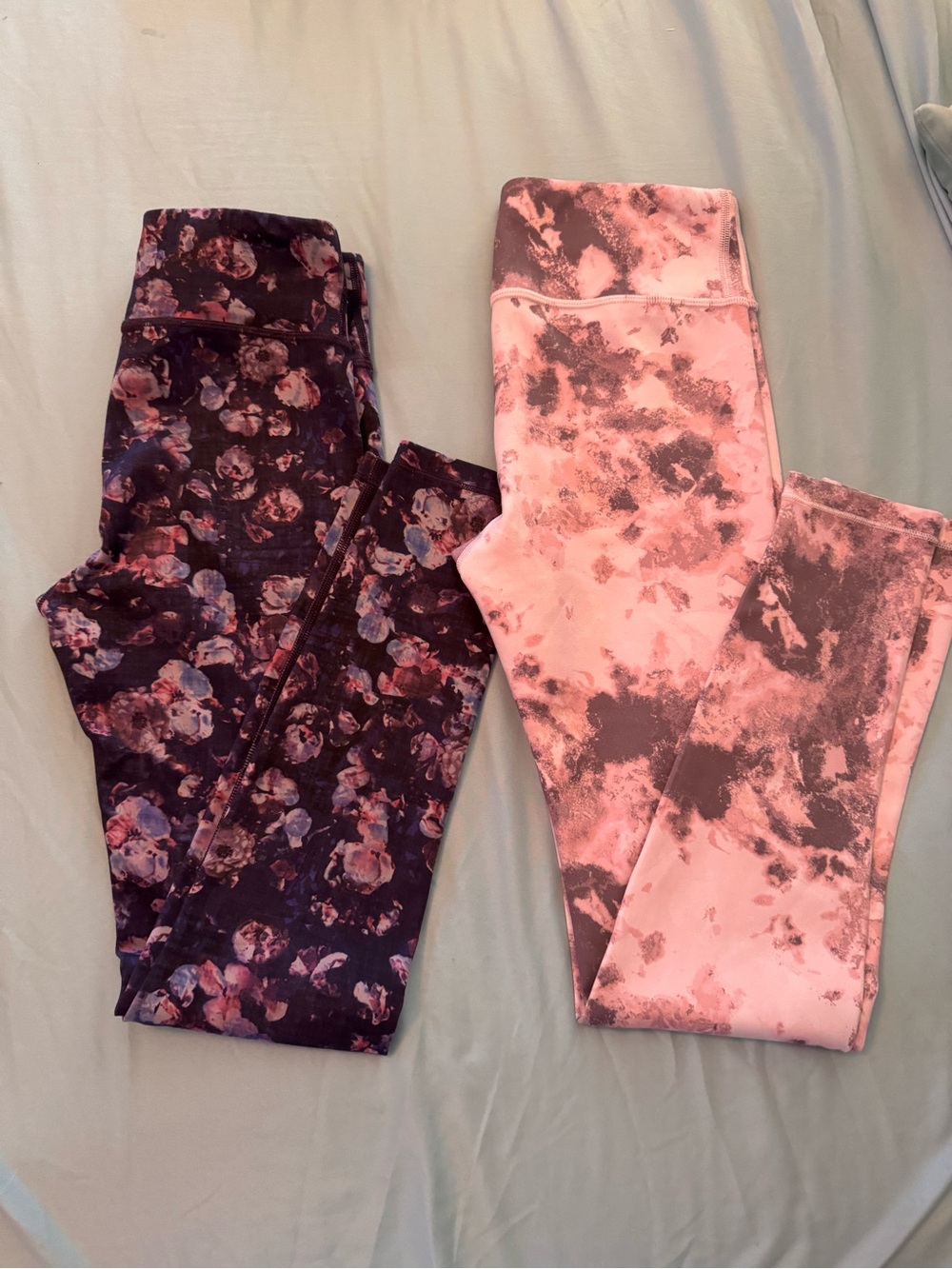 Athleta Girls Pink and Purple Tie-Dye Leggings - Active Bottoms